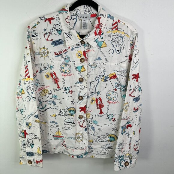 Graff Women's Button Up Beach Style Jacket Size XL - Picture 1 of 9